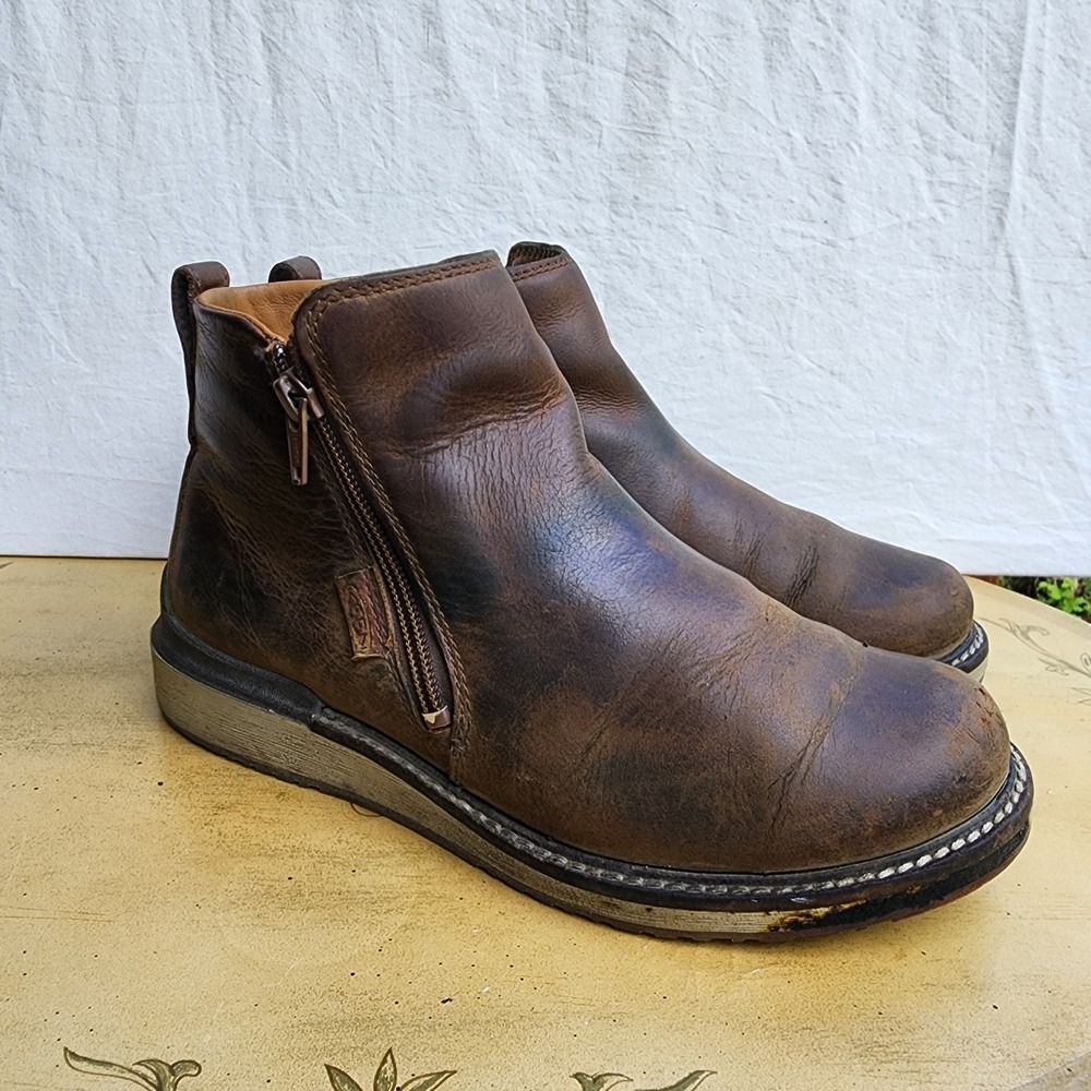 Keen Bailey US 8 Brown Cognac Leather Zip Ankle Boots Casual Minimalist Hiking - Picture 6 of 8